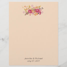 Lámina Bouquet de flores rosadas y Naranjas sobre fondo d