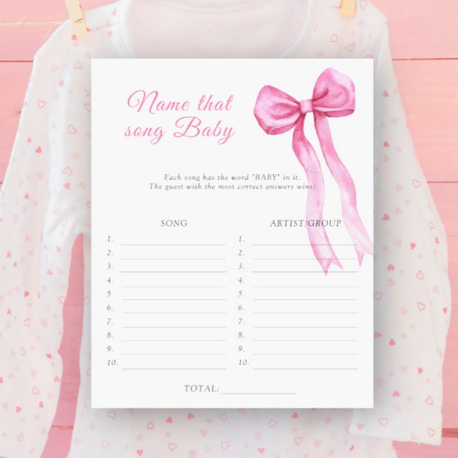 Lámina Bow baby ducha Nombre esa canción bebé juego (Subido por el creador)