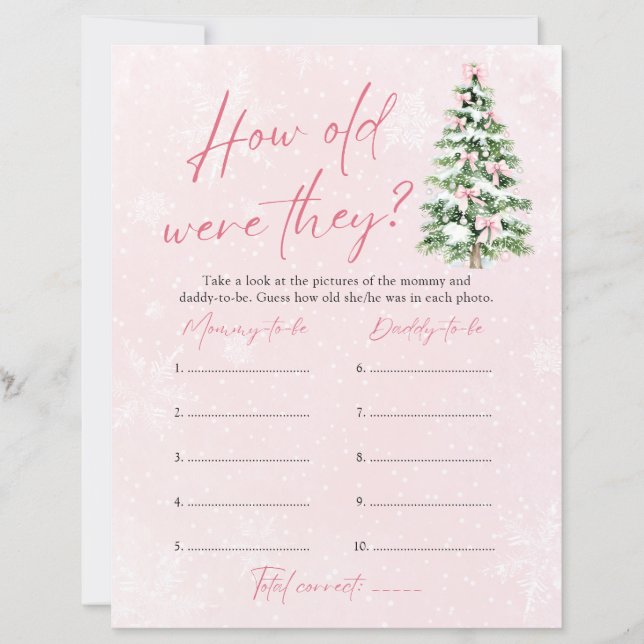 Lámina Bow Christmas How Old Were They Game Baby Shower (Anverso)