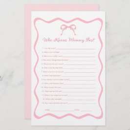 Lámina Bow Coquette Baby Shower quien conoce a mamá mejor