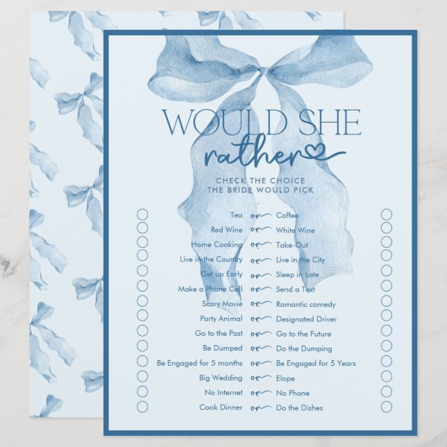 Lámina Bow de cinta | Juego de ducha de novia (Anverso / Reverso)