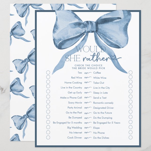 Lámina Bow de cinta | Juego de ducha de novia (Anverso / Reverso)