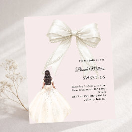Lámina Bow ivory dress blush pink Sweet 16 invitation