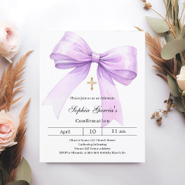 Lámina Bow lavender girl Confirmation invitation