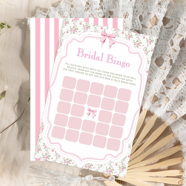 Lámina Bow rosa está atando el juego del bingo nupcial (Subido por el creador)