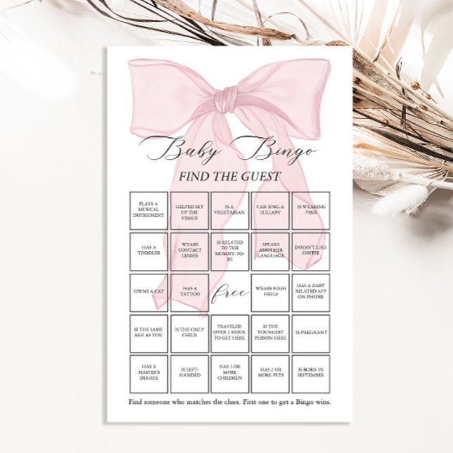 Lámina Bow rosado Coquette Bingo Bebé Encontrar el juego  (Subido por el creador)