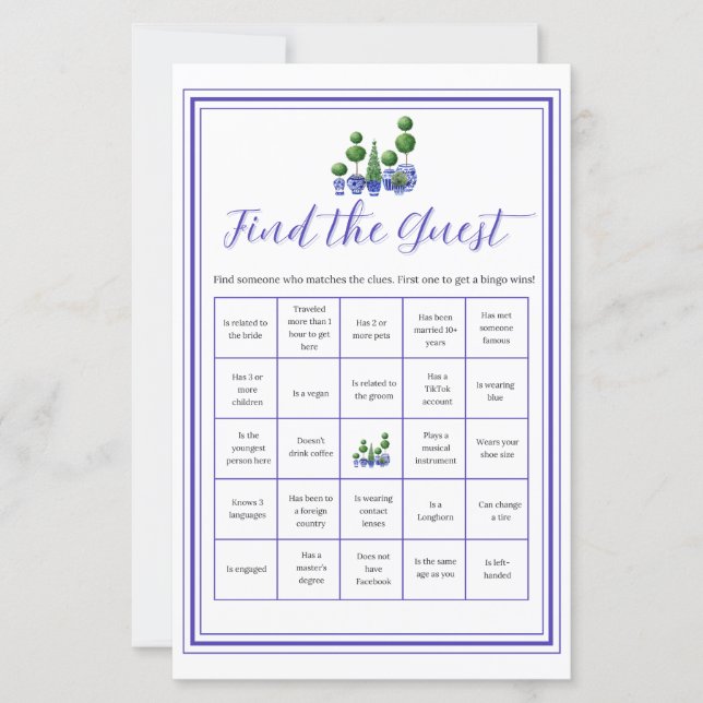 Lámina Boxwood Blue - Encuentra al invitado (Anverso)