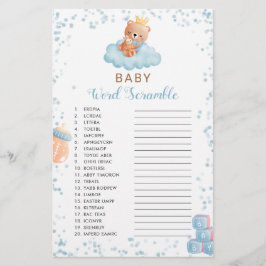 Lámina Boy Bear azul Bebé Palabra Scramble Shower Game