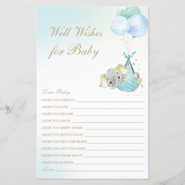 Lámina Boy Elephant Balloons está muy interesado en Baby  (Anverso)