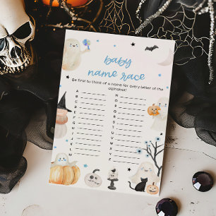 Lámina Boy Halloween Baby Shower Baby Name Race Game