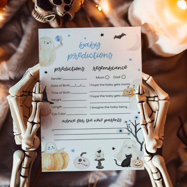 Lámina Boy Halloween Baby Shower Juego de predicciones pa (A Little Boo Baby Shower Baby Predictions Game)