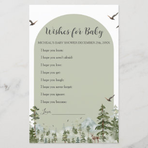 Lámina Boy Pine Tree Forest Baby Shower quiere bebé
