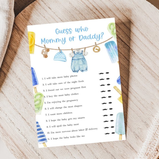 Lámina Boy Popsicle Baby Shower Guess Who Game (Ready to Pop Popsicle Baby Shower Game)