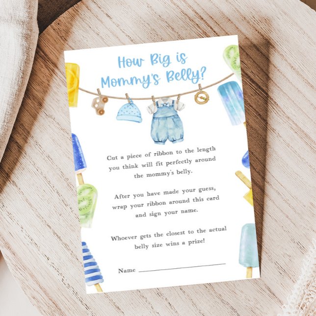 Lámina Boy Popsicle Baby Shower How Big Is Game (Ready to Pop Popsicle Baby Shower Game)