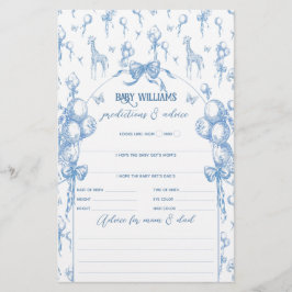 Lámina Boy Safari Animal Blue Balloon Baby Shower Game