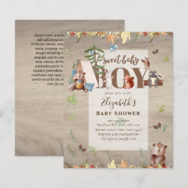 Lámina Boys de Woodland Bear Animals Invitación a Baby Sh