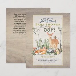 Lámina Boys Woodland Animals Forest Baby Shower invita