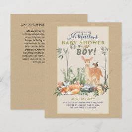 Lámina Boys Woodland Animals Forest Baby Shower invita