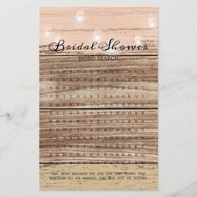 Lámina Brecha de novia Juego de búsqueda de palabras Lint (Anverso)