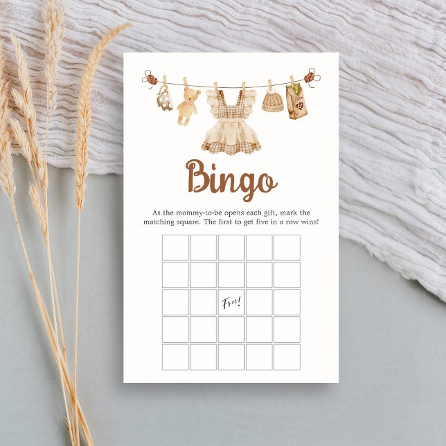 Lámina Brewing Coffee Baby Shower Bingo Game (Coffee Little Bean Clothesline Baby Shower Bingo Game)