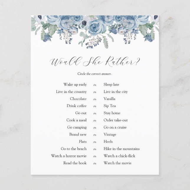 Lámina Brida Floral Azul preferiría jugar (Anverso)