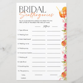 Lámina Bridal Scattergories Spritz Bridal Shower Game