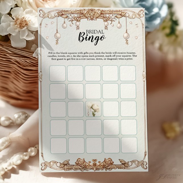 Lámina Bridal Shower Bingo Game Card Perlas Prosecco (Subido por el creador)
