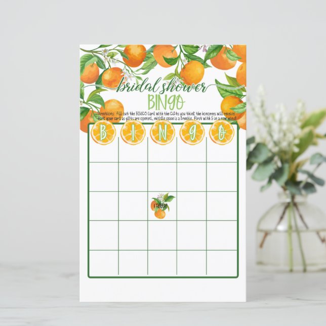 Lámina Bridal Shower BINGO - Naranja (Anverso de pie)