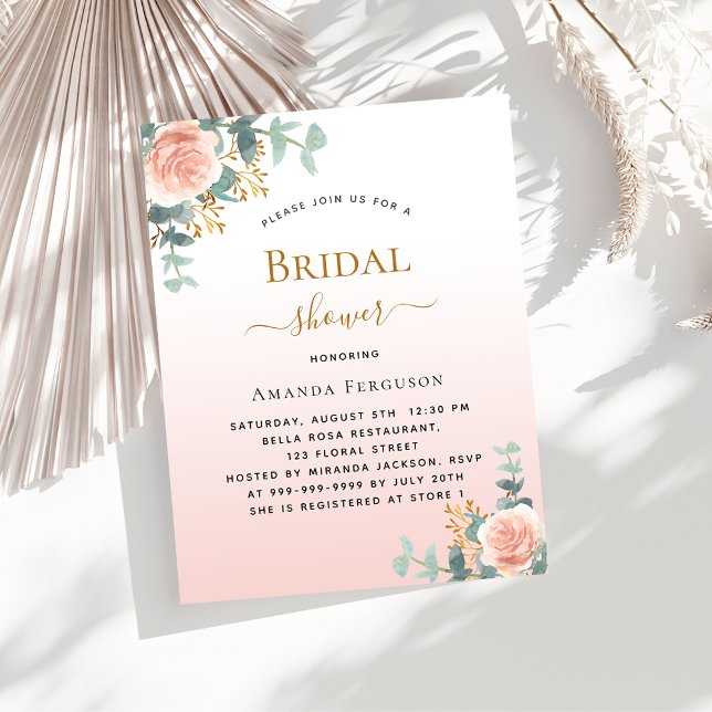Lámina Bridal Shower floral rosa de oro invitación presup (Subido por el creador)