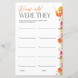 Lámina Bridal Shower Game How Old Were They First Spritz