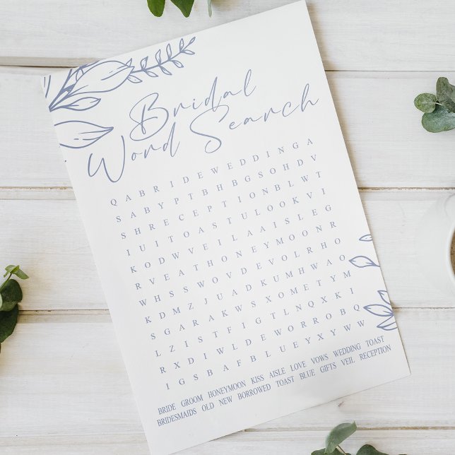 Lámina Bridal Shower Game Word Search Periwinkle Flowers (Subido por el creador)
