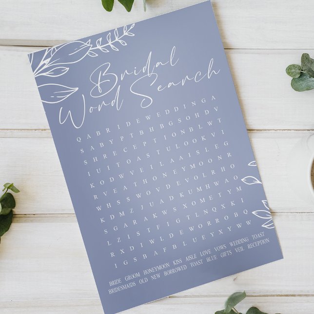 Lámina Bridal Shower Game Word Search Periwinkle Flowers (Subido por el creador)