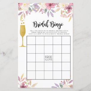 Lámina Bridal Shower Games Bingo Game Boda Champagne