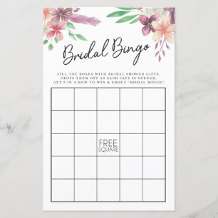 Lámina Bridal Shower Games Bingo Game Boda Floral Rosa