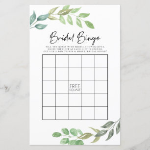 Lámina Bridal Shower Games Bingo Game Boda Greenery