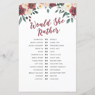 Lámina Bridal Shower Games What's In Your Purse Game Red