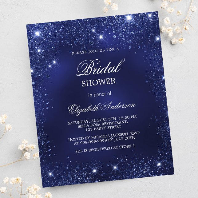 Lámina Bridal Shower invitación de presupuesto azul marin (Subido por el creador)