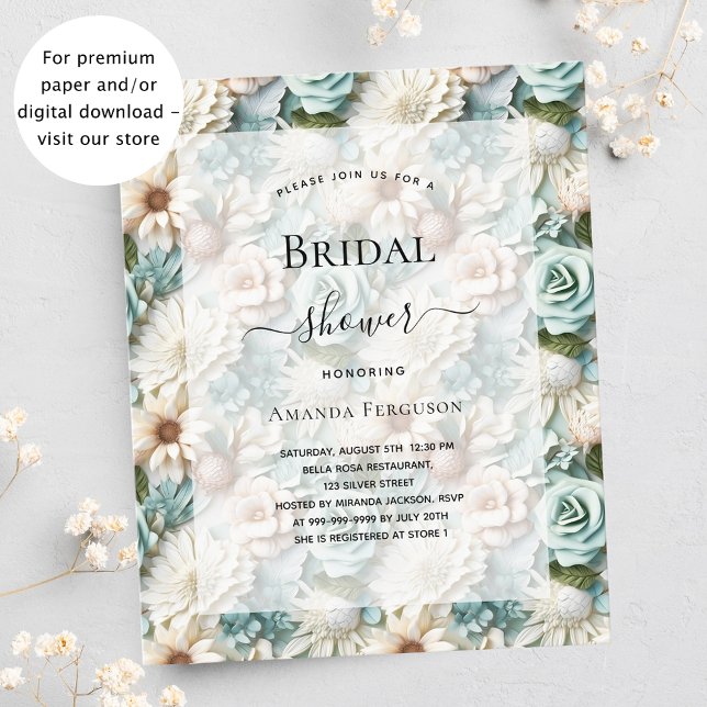 Lámina Bridal Shower invitación de presupuesto floral bla (Subido por el creador)