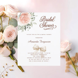 Lámina Bridal Shower rosa floral invitación al arco dorad