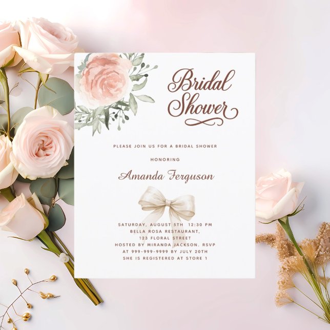 Lámina Bridal Shower rosa floral invitación al arco dorad (Subido por el creador)