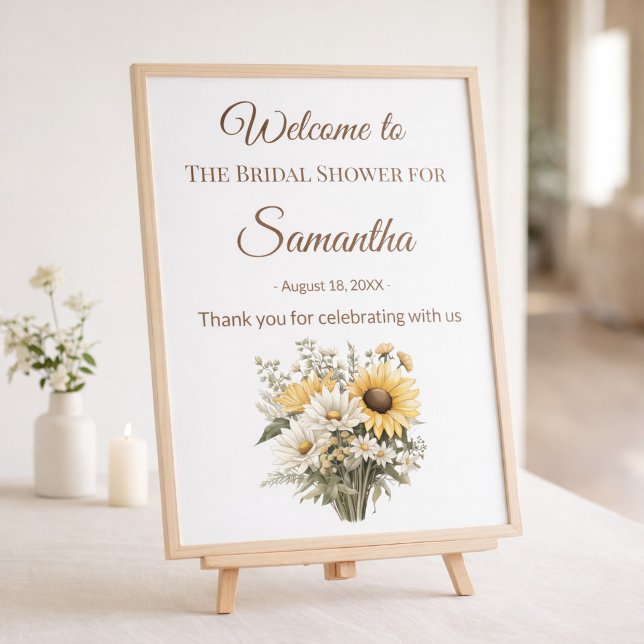 Lámina Bridal Shower Summer Daisy Sunflower Welcome Sign (Subido por el creador)