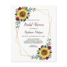 Bridal Shower Sunflowers Presupuesto geométrico