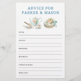 Lámina Bridal Shower Tea Party Advice and Game