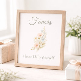 Lámina Bridal Shower Wildflower Favor Table Sign