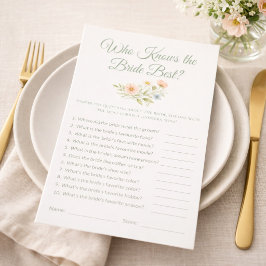 Lámina Bridal Shower Wildflower Who Knows the Bride Game