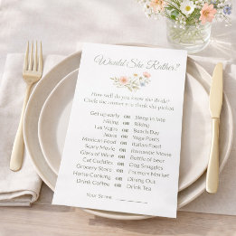 Lámina Bridal Shower Wildflower Would She Rather Game