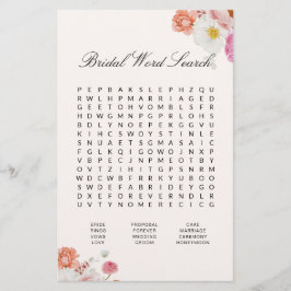 Lámina Bridal Shower Word Search Floral Game Card