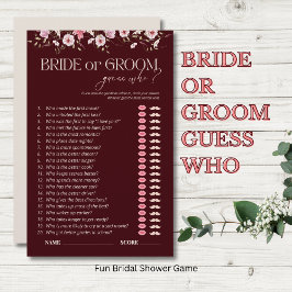 Lámina Bride or Groom Guess Who Game | Bride in Bloom 