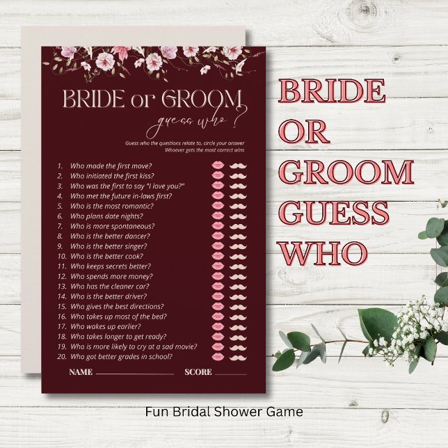 Lámina Bride or Groom Guess Who Game | Bride in Bloom  (Subido por el creador)