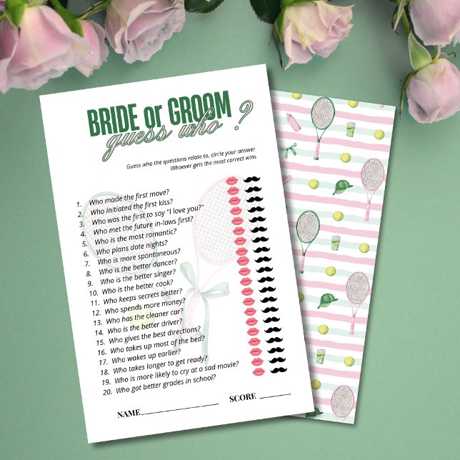 Lámina Bride or Groom Guess Who Game Card | Tennis Theme  (Subido por el creador)